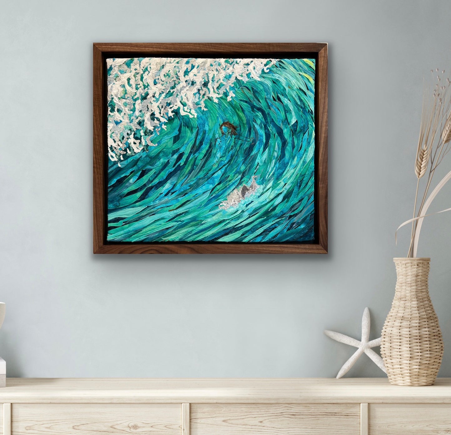 Textile Art Ocean wave surfer