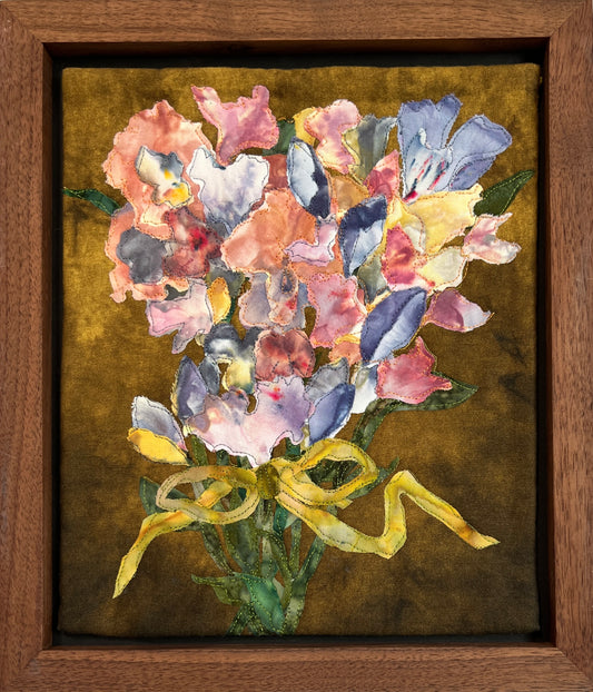 Hand dyed floral textile art