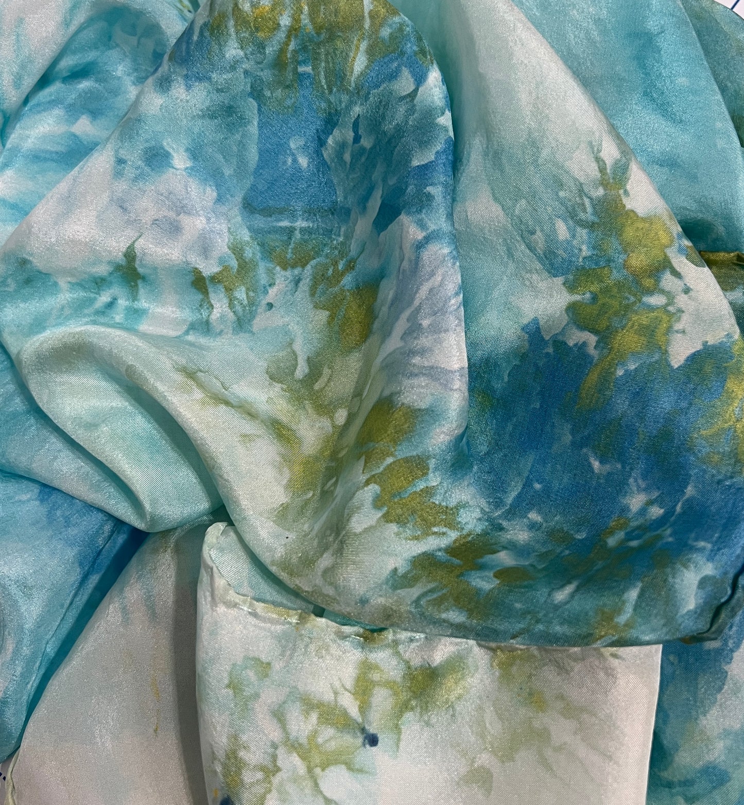 Hand Dyed Silk Scarf-Ocean