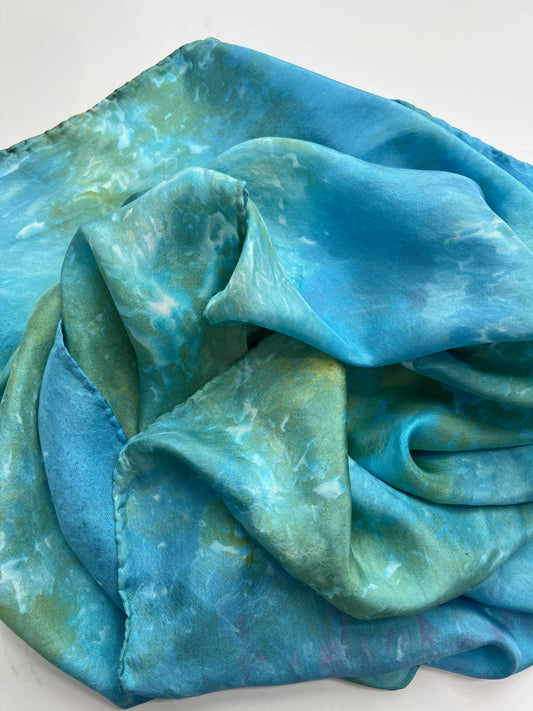 Hand Dyed Silk Scarf- Hydrangea 1