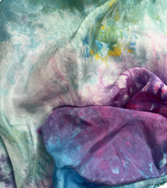 Hand Dyed Silk Scarf-Lilacs 2