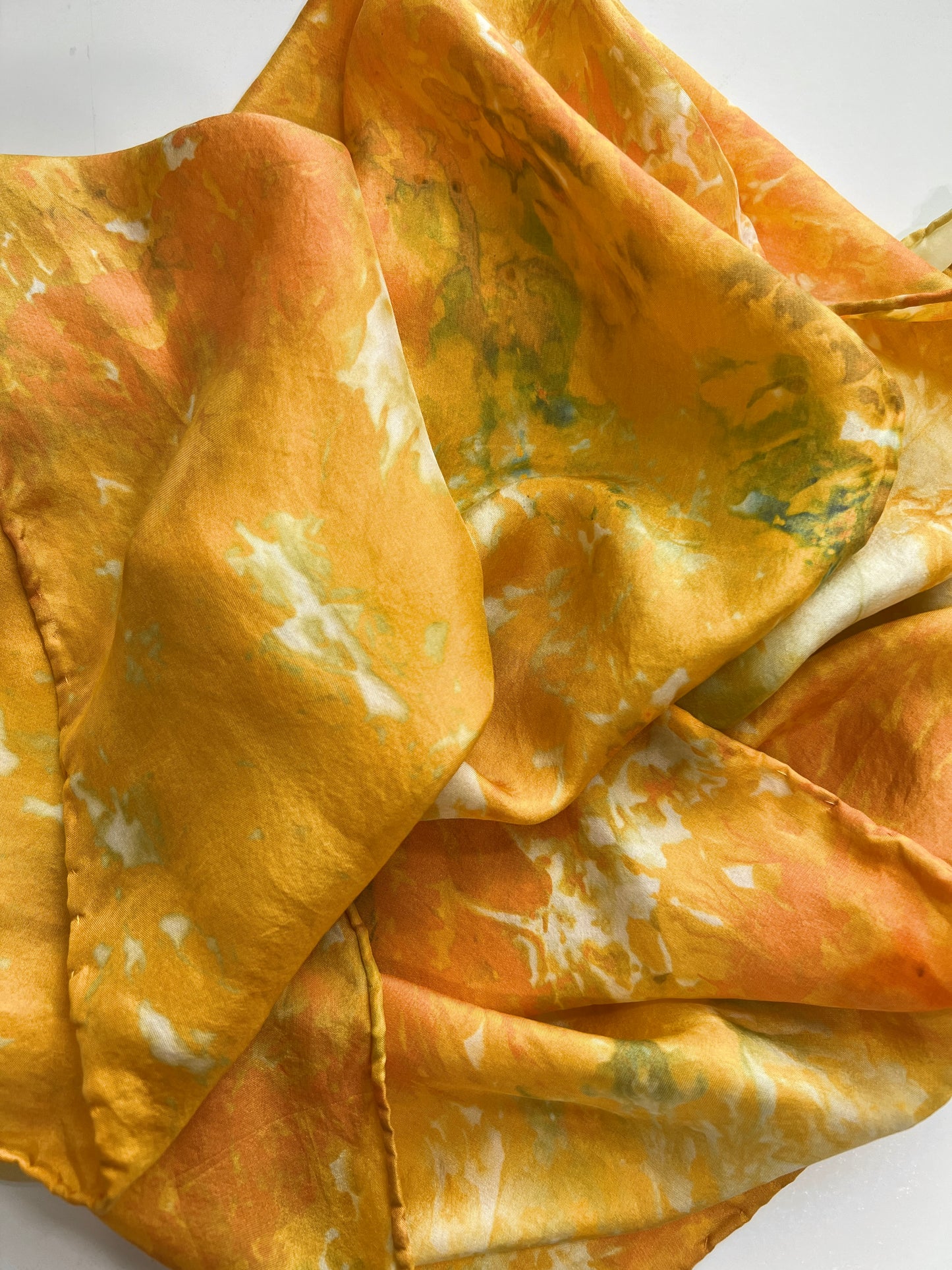 Hand Dyed Silk Scarf-Marigold 3