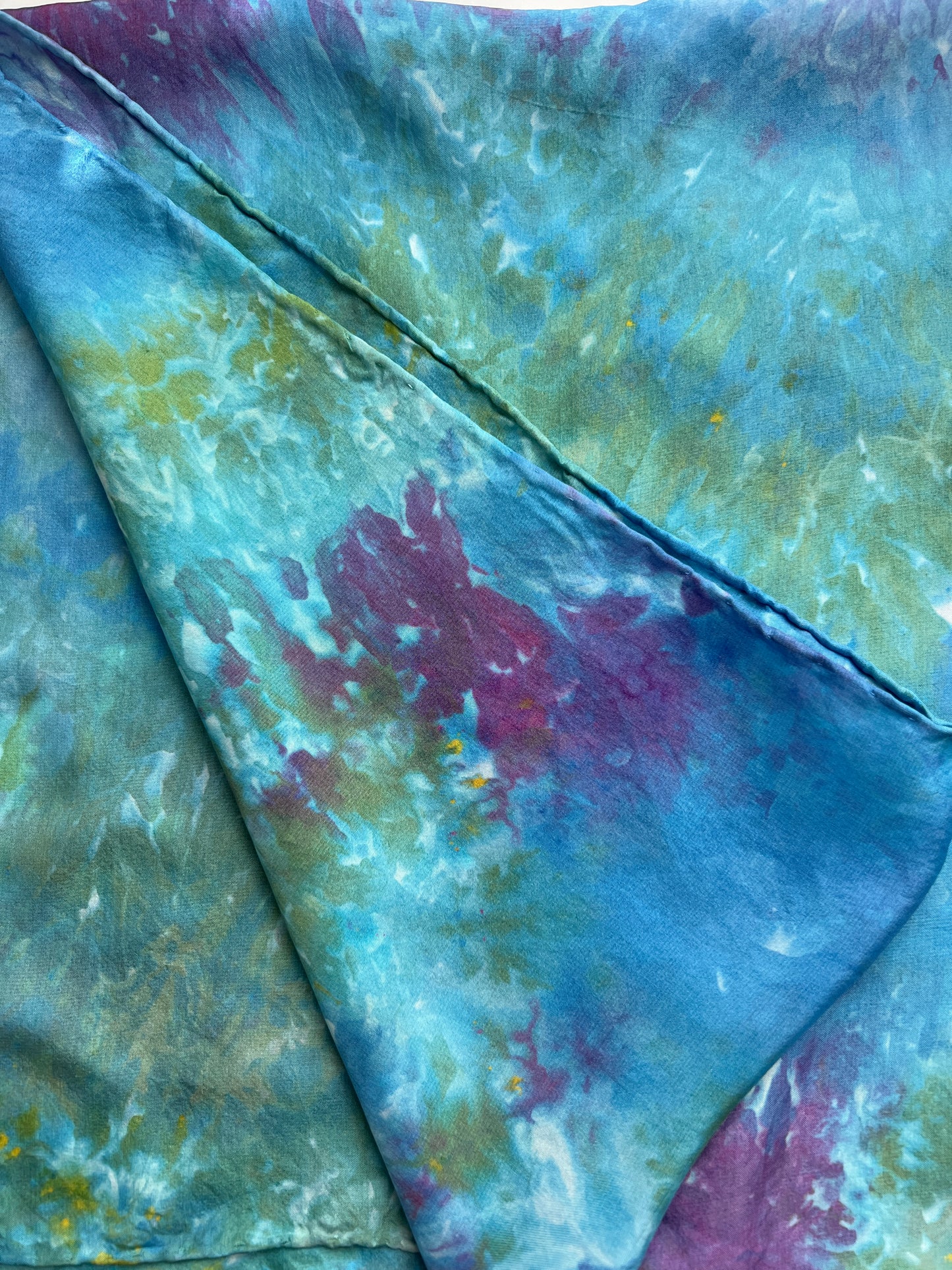 Hand Dyed Silk Scarf- Pansies